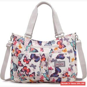 Nylon Tote Bag with Zip, Adjustable Strap, Large Capacity for Work Travel